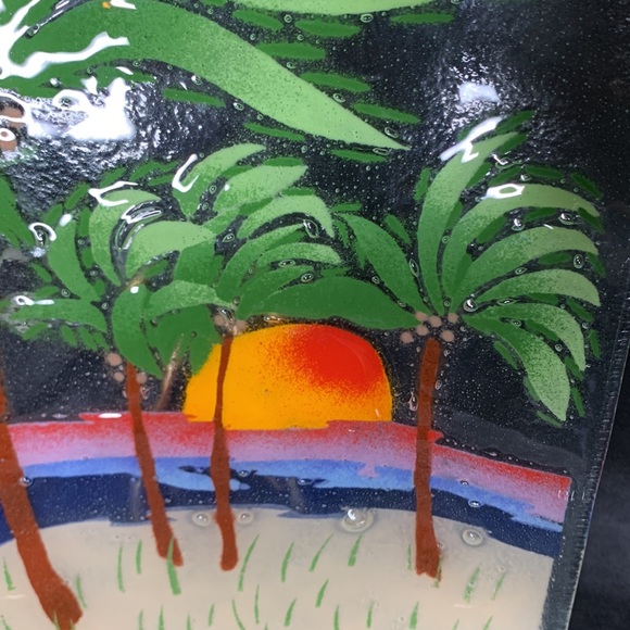 Wm McGrath Fusion Art Glass 56267 “Palm Trees” fused glass tray - Picture 5 of 15